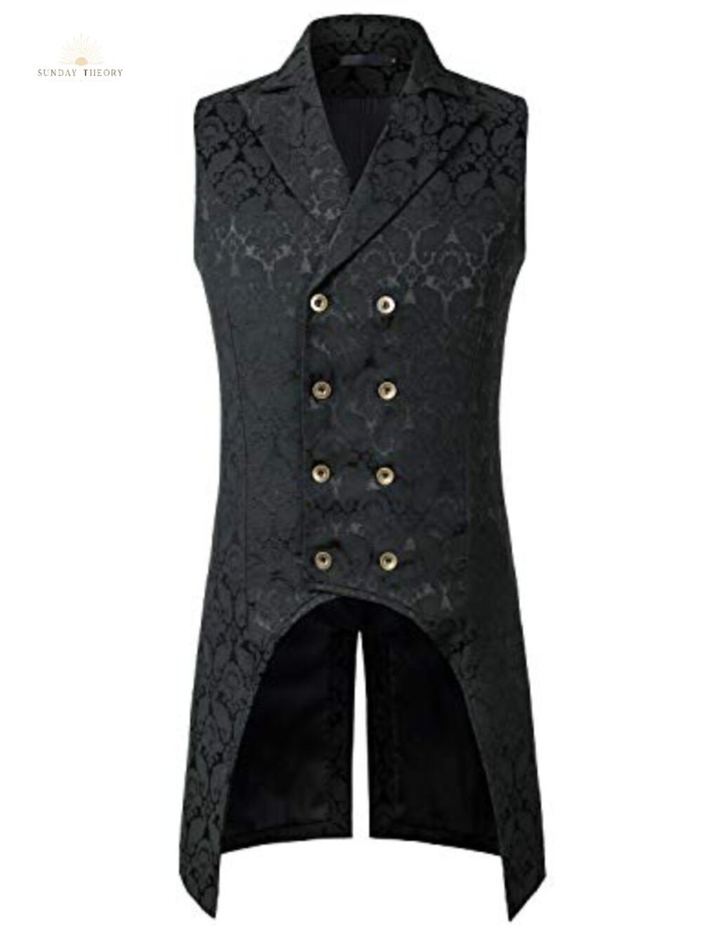 Gothic Steampunk Brocade Jacquard Waistcoat Vest Slim Fit Double Breasted
